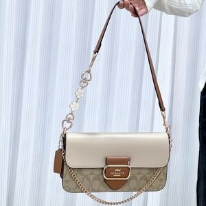 NWT Coach Morgan Shoulder Bag In Blocked Signature Canvas CR332 floral Chains